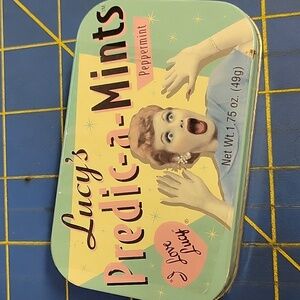 Lucy's Predic-a-Mints Metal Hinged Box sealed with mints